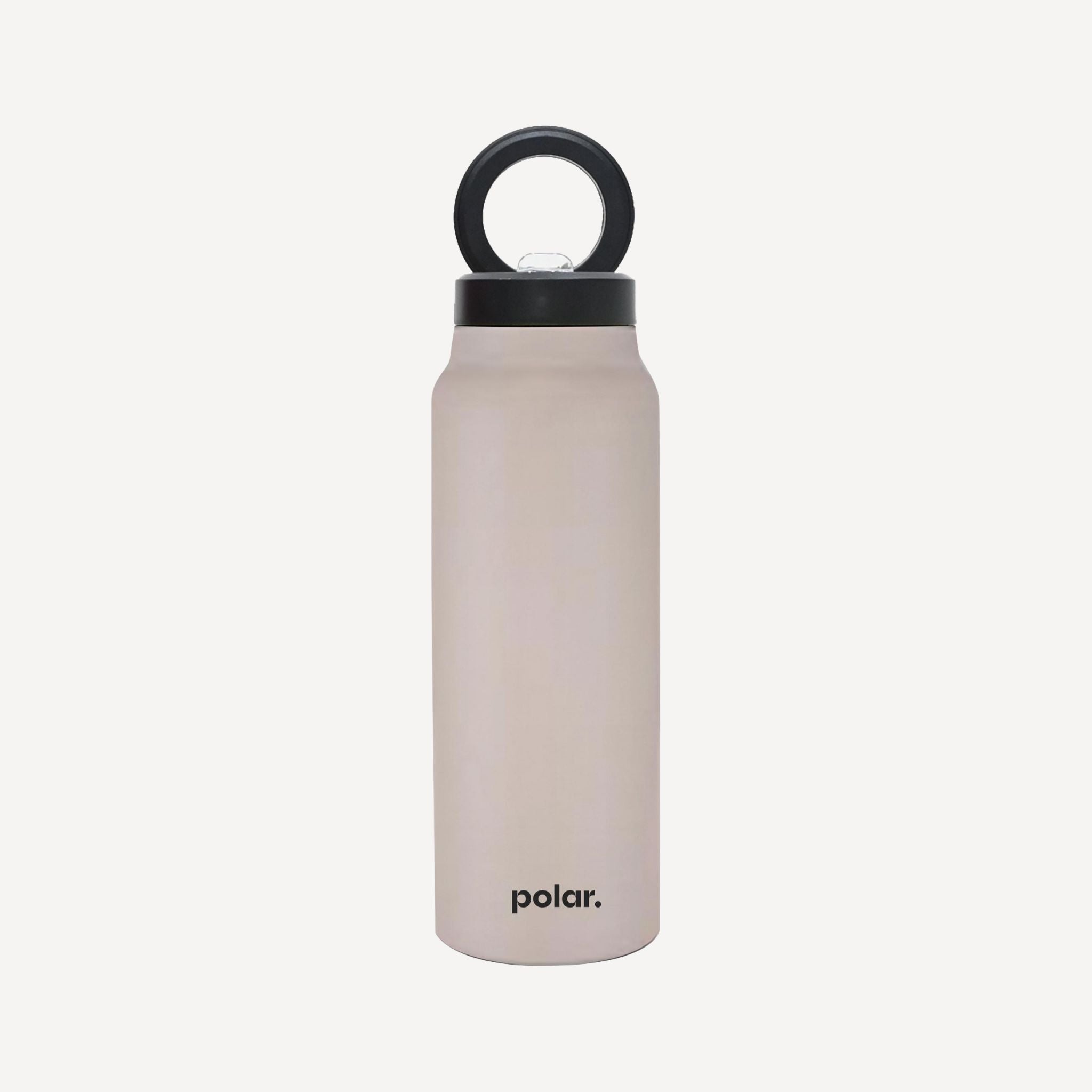 Sand magnetic water bottle with phone mount used as a hands-free stand for viewing content and everyday use